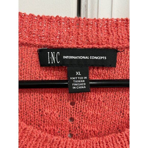 INC International Concepts Coral Knit Sweater Textured Design Ruffled Hem Sz XL - Picture 6 of 10